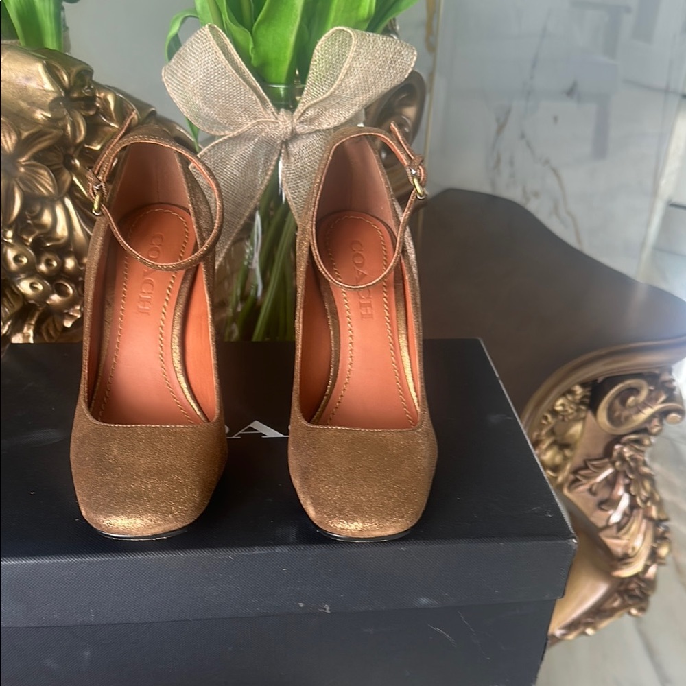 Coach Women's Metallic Gold Heels.  Very good condition.